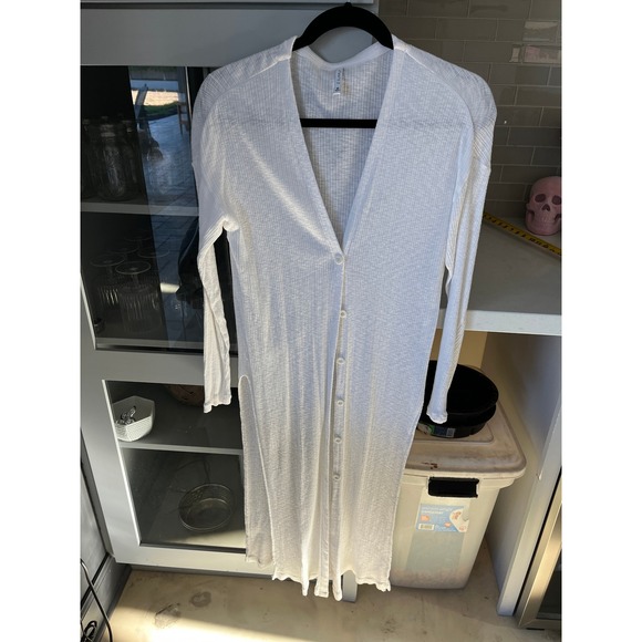 Z Supply Sweaters - Z Supply White Ribbed Longline Cardigan Duster Button Front Boho Minimalist M